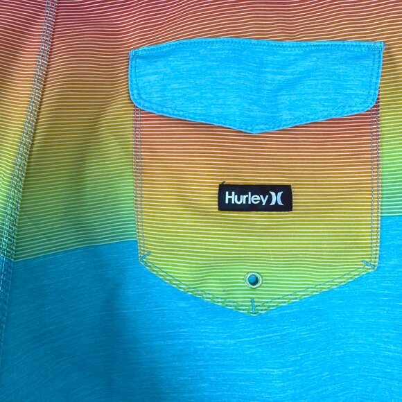 Hurley Boardshorts Mens Size 34 Striped Rainbow Coloful Swim Beach SS-1976 - Picture 6 of 12